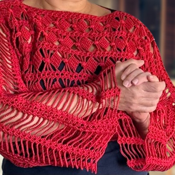 Handmade lace mesh net summer spring crochet crop top lightweight cover up cott - Picture 3 of 16